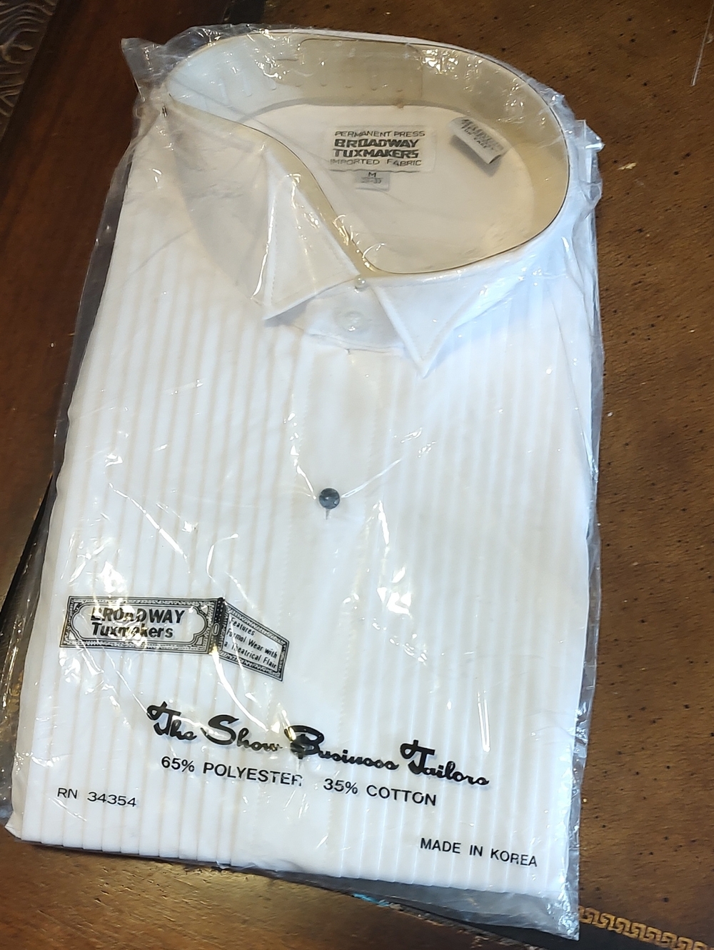 Men's White Dress Shirt - Pleated Front